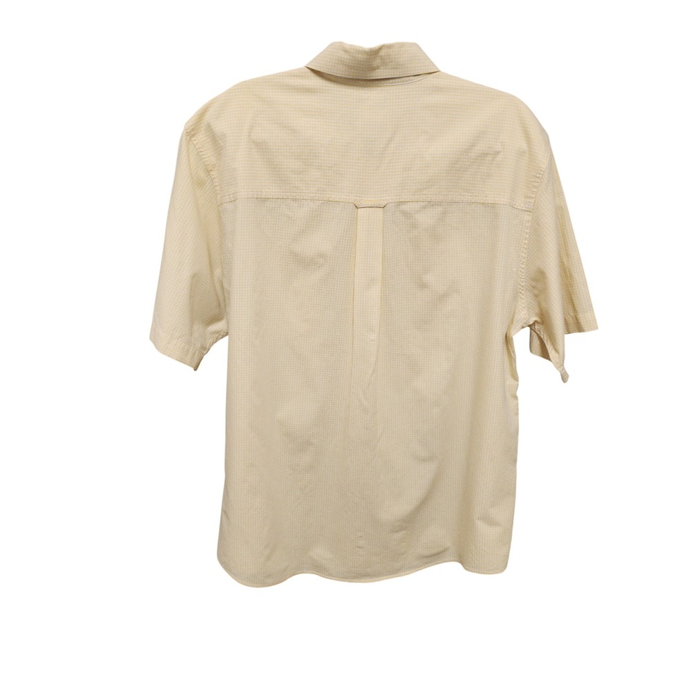 Chaps Mens XL Yellow Gingham Short Sleeve Button Down Shirt Easy Care - Picture 2 of 4